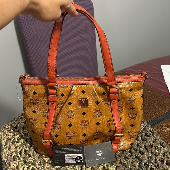 MCM Handbags - Authentic MCM  Cognac Tote with Zip
